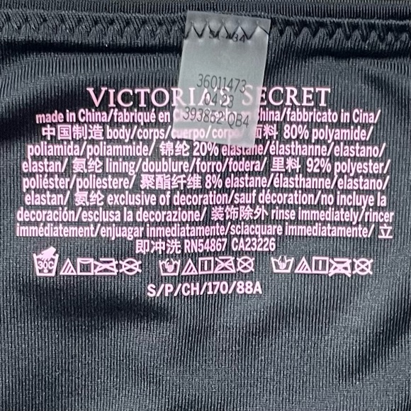 Victoria’s Secret Swim Black Twist Lined Monokini Size Small Removable Padding - Picture 6 of 12